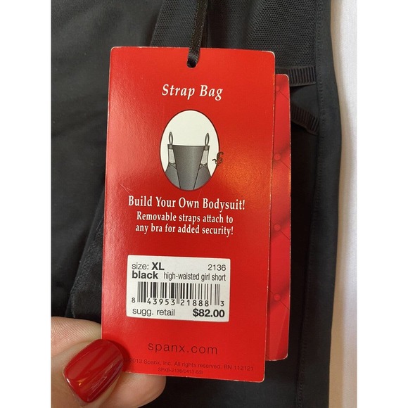 Spanx NWT Girl Short Soft Black Shape Nylon Spandex Womens Large XL strap bag - Picture 3 of 6